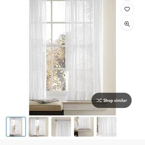 Window curtains.Crushed Voile Single Curtain Panel, Sheer, White, 51" W x 63" L
